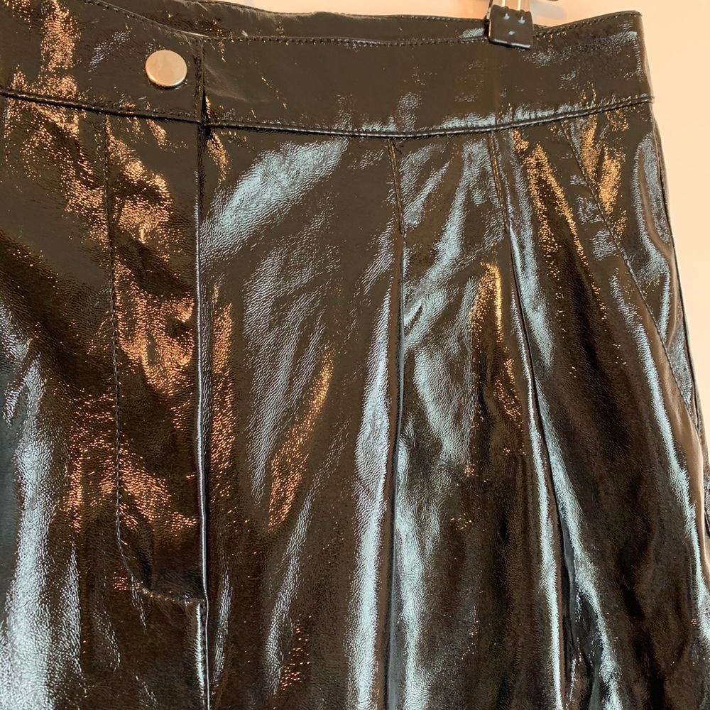 TOPSHOP Black Vinyl Peg Trousers 12 6 - Picture 4 of 7
